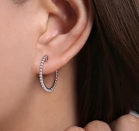  925 Sterling Silver Bujukan 20mm Classic Hoop Earrings