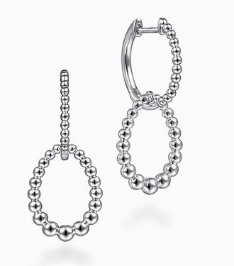  925 Sterling Silver Bujukan Huggie Drop Earrings