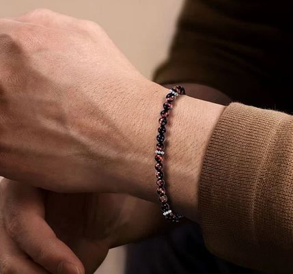 925 Sterling Silver and 4mm Tiger Eye Beaded Bracelet