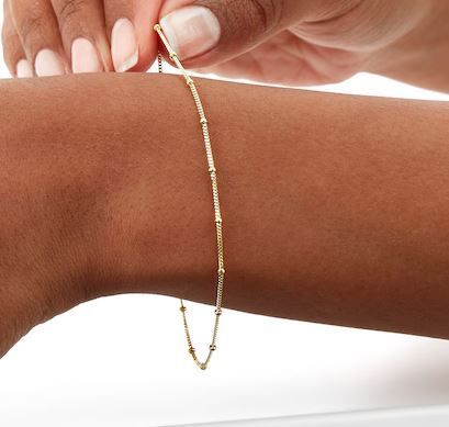  9ct Yellow Gold Beaded Chain Bracelet 