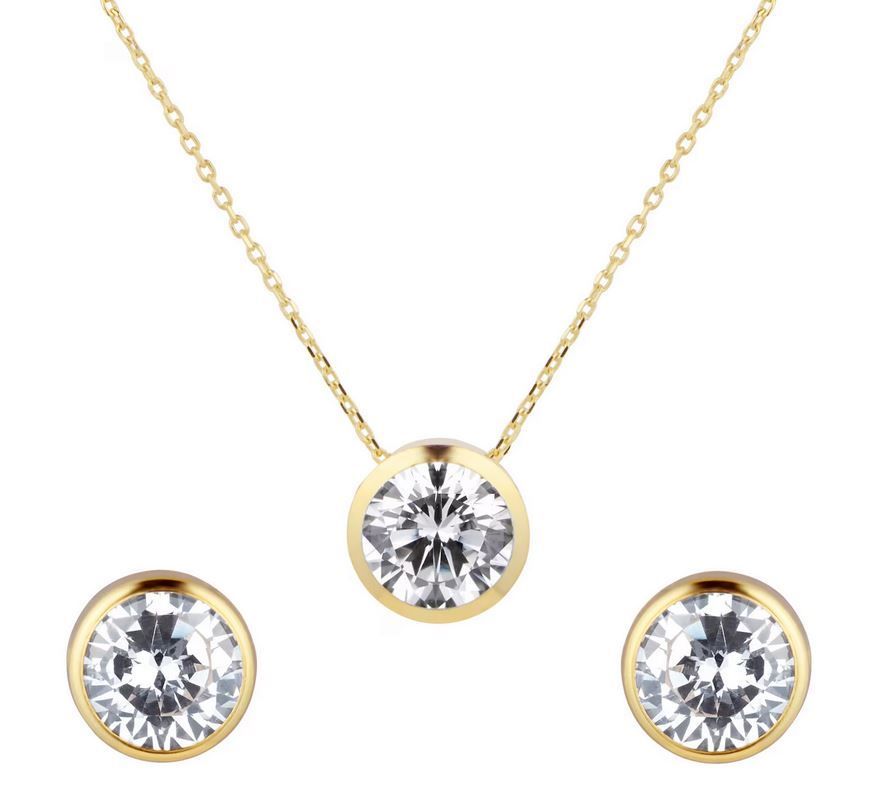 9ct Yellow Gold Bezel Set Pendant & Earring Set 