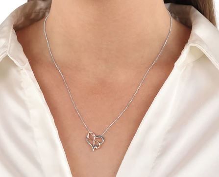 AMOR Silver Bi Colour Heart & Infinity Pendant Necklace