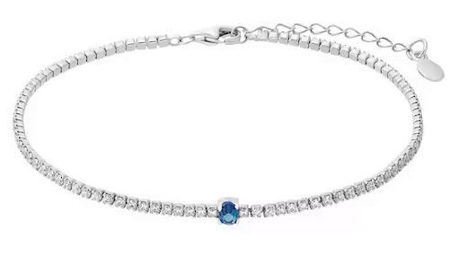 AMOR Silver Blue Stone Tennis Bracelet 