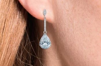 AMOR Silver Cubic Zirconia Pear Shaped Drop Earrings 