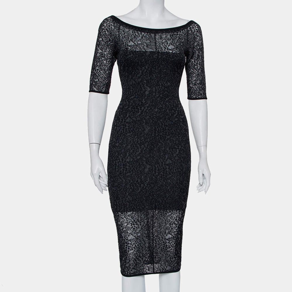 Alexandre Vauthier Black Stretch Lace Bodycon Dress