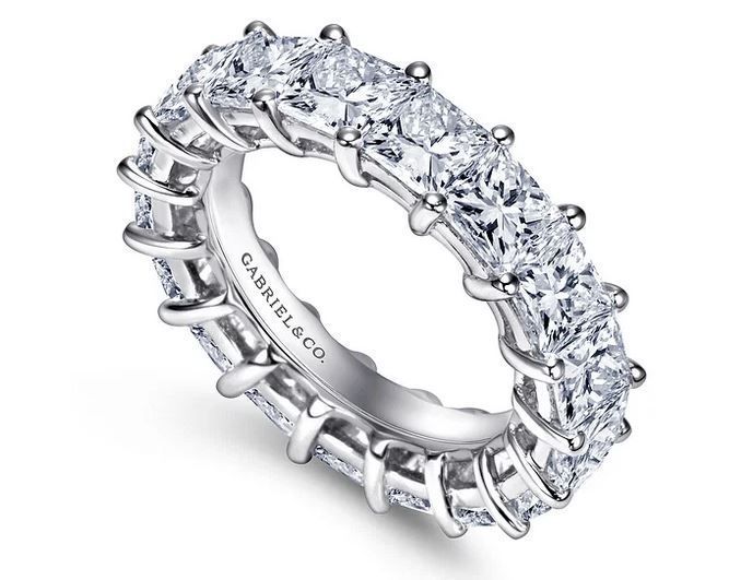  Bordeaux - 14K White Gold Princess Cut Shared Prong Diamond Eternity Band - 8.35 ct