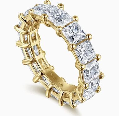  Bordeaux - 14K Yellow Gold Princess Cut Shared Prong Diamond Eternity Band - 7.5 ct