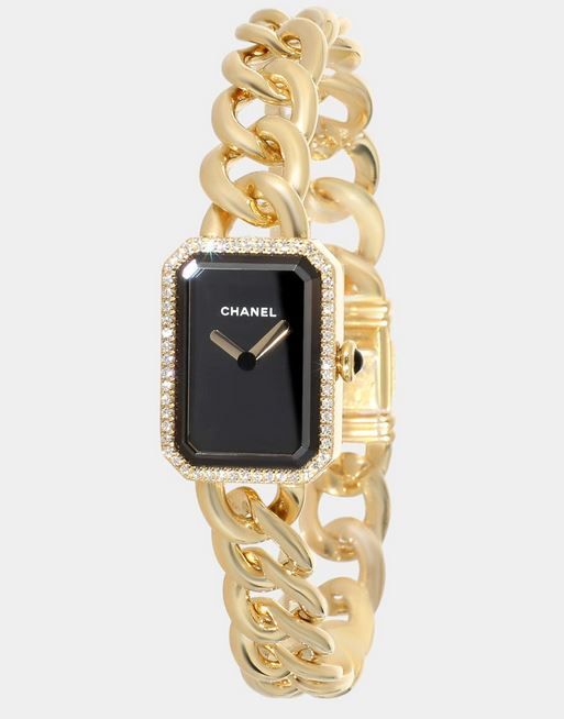 Chanel Black 18k Yellow Gold Premiere Quartz Women's Wristwatch 16 mm