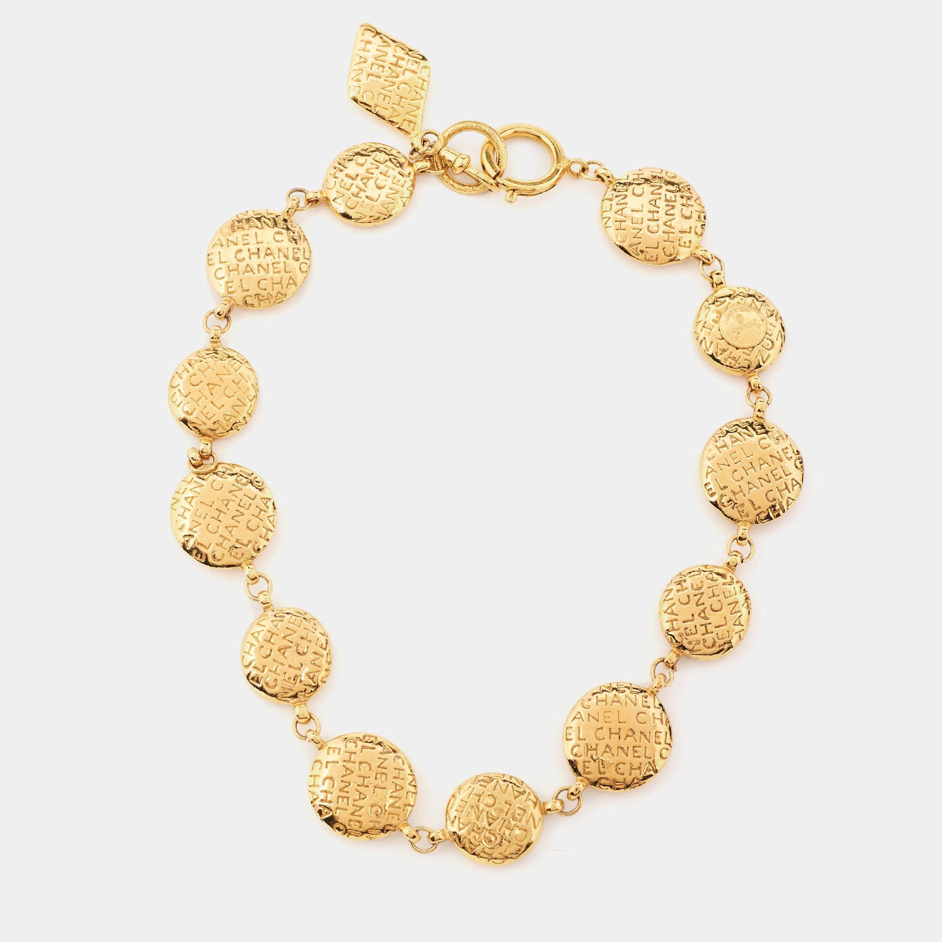 Chanel Logo Gold Tone Necklace