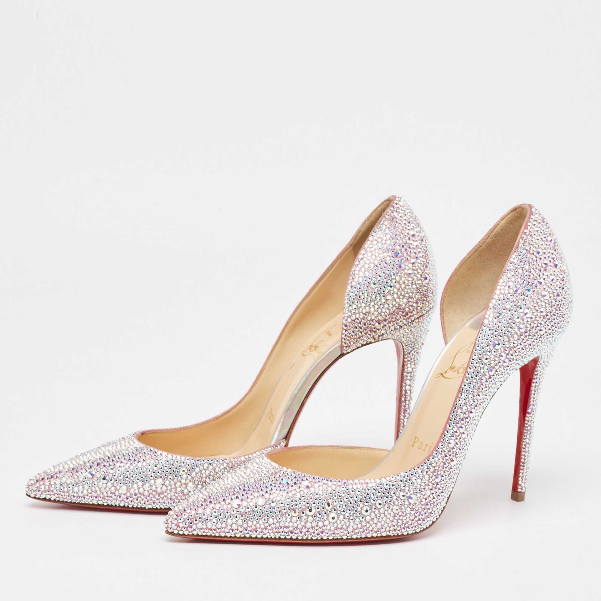 Christian Louboutin Silver/Pink Glitter Iriza Pumps