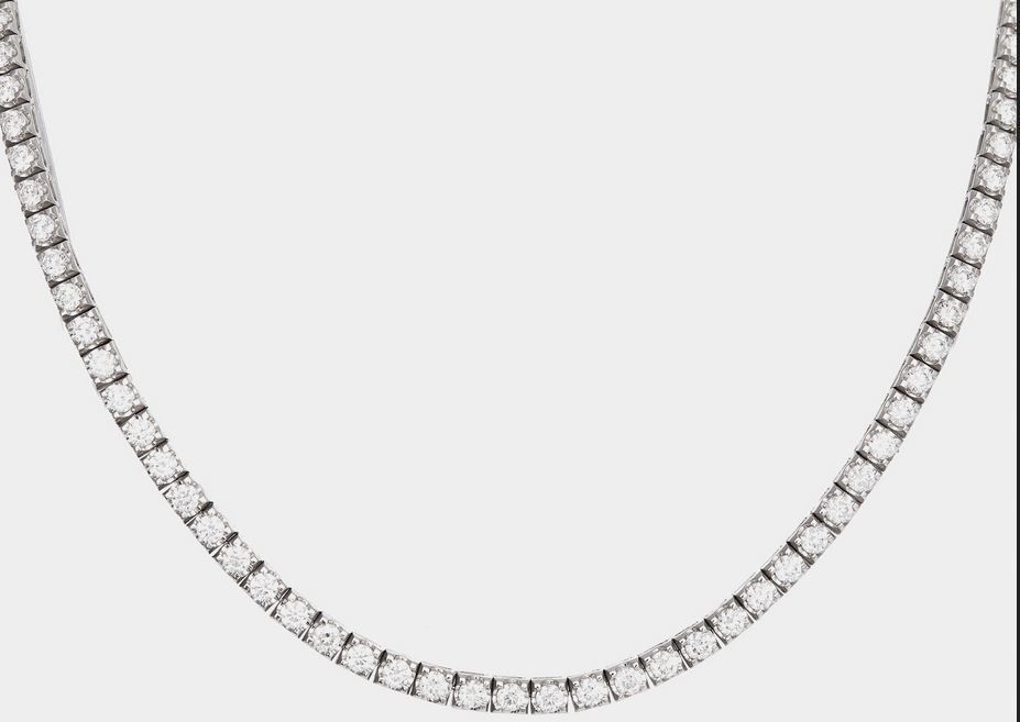 Elegant Diamond 12.75 cts 18k White Gold Tennis Necklace