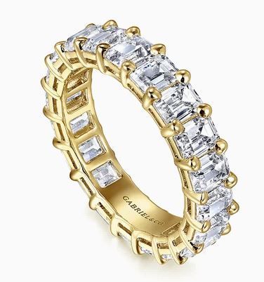  Evora - 14K Yellow Gold Shared Prong Emerald Cut Diamond Eternity Band - 5 ct