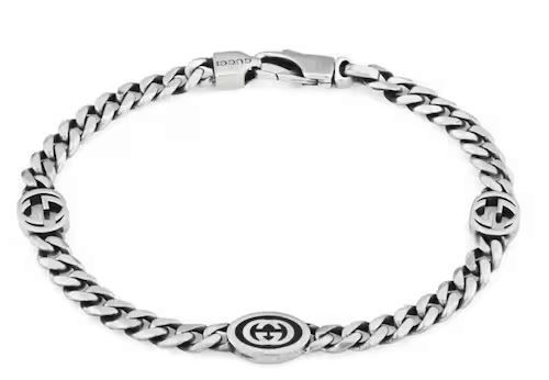 GUCCI Gucci Interlocking Aged Sterling Silver Bracelet