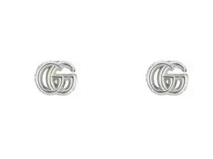 Gucci Sterling Silver GG Marmont Logo Earrings 