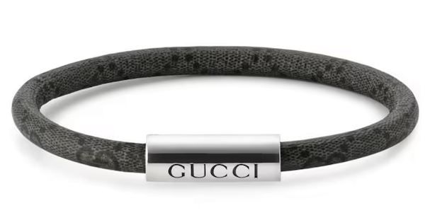 Gucci Trademark Sterling Silver & Black Canvas Bracelet