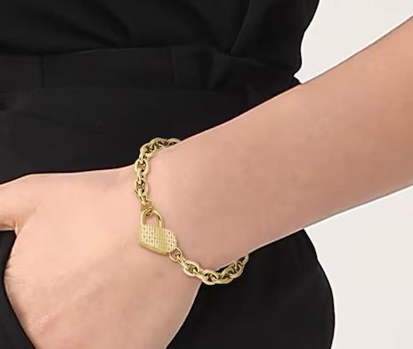  Ladies BOSS Dinya Yellow Gold Coloured Heart Bracelet 