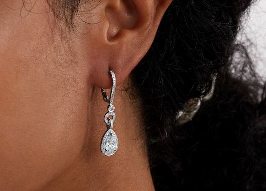 Mappin & Webb 18ct White Gold 2.62ct Pear Cut Diamond Halo Drop Earrings