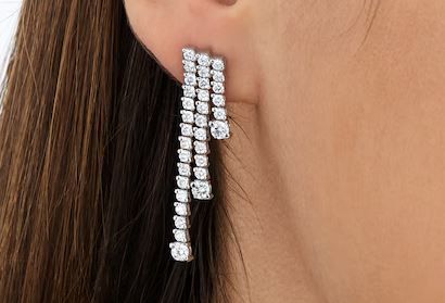 Mappin & Webb 18ct White Gold 3.26cttw Brilliant Cut Diamond Waterfall Drop Earrings 