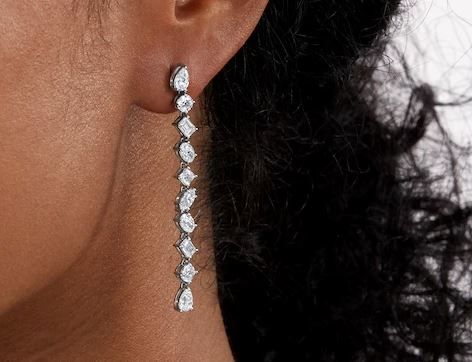 Mappin & Webb 18ct White Gold 3.80cttw Fancy Pear Cut Drop Earrings 