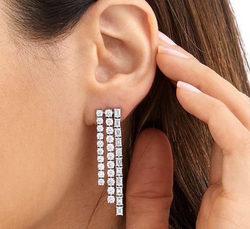 Mappin & Webb 18ct White Gold 7.67cttw Diamond Waterfall Drop Earrings 