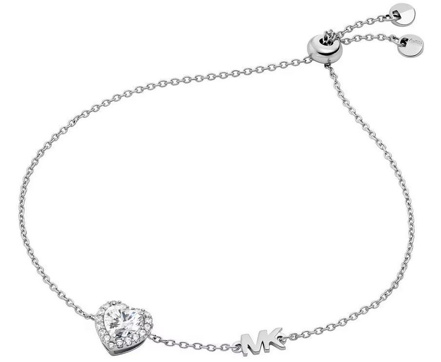 Michael Kors Silver Heart Crystal Slider Bracelet 