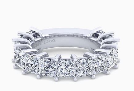  Puglia - 14K White Gold Princess Cut Diamond Anniversary Band - 6.4 ct