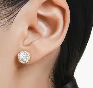 SWAROVSKI Una Yellow Gold Coloured Cubic Zirconia Round Halo Stud Earrings