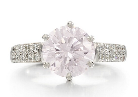 Faint Pink diamond and diamond ring 