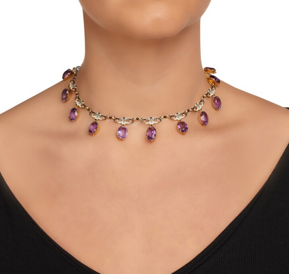 Carlo & Arthur Giuliano
Renaissance Revival amethyst and enamel necklace, circa 1900