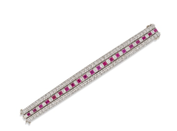 BULGARI MID-20TH CENTURY RUBY AND DIAMOND BRACELET