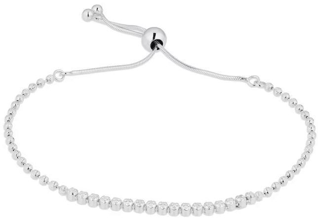  Sterling Silver Cubic Zirconia Adjustable Tennis Slider Bracelet 