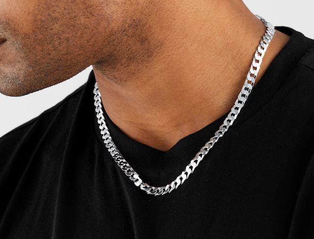  Sterling Silver Mens Link Necklace 