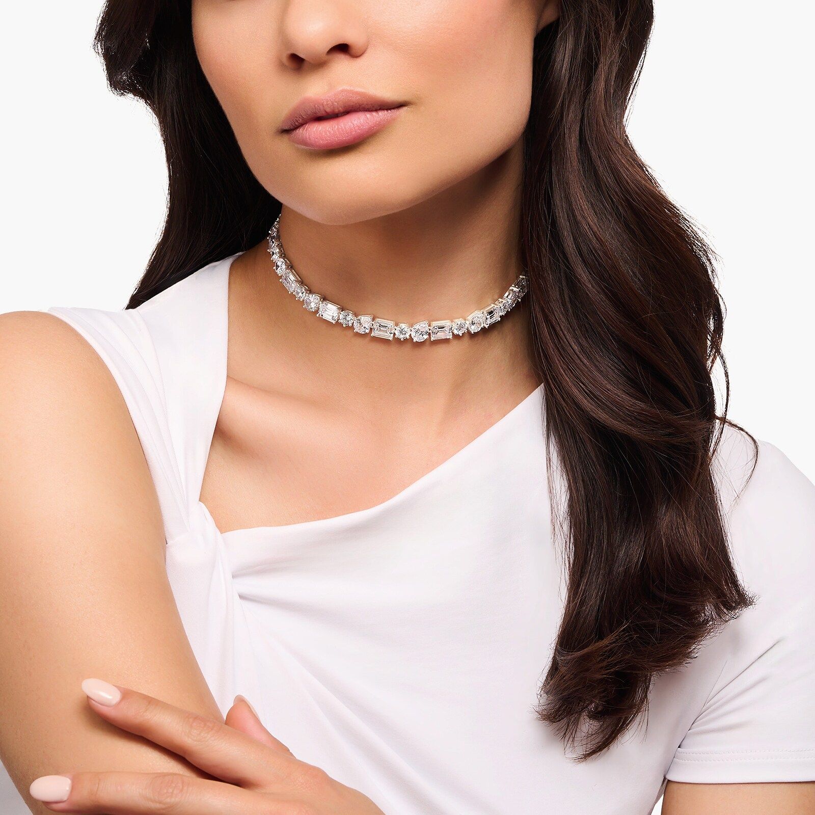 Thomas Sabo Sterling Silver Mixed Cut Cubic Zirconia Choker 