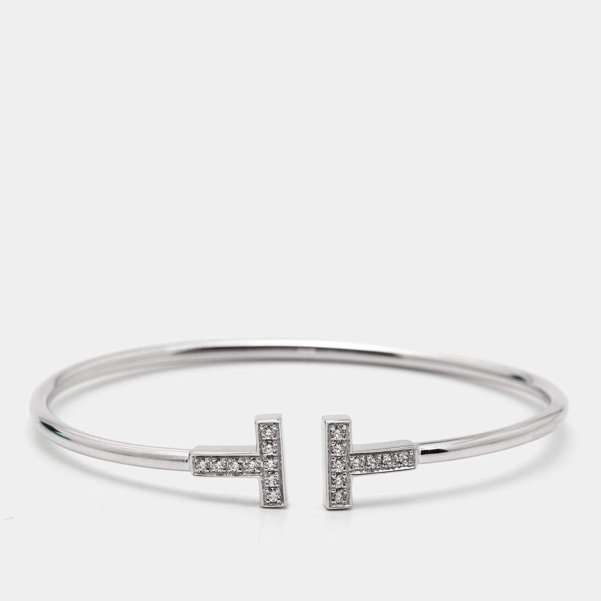 Tiffany & Co. T Wire Diamond 18k White Gold Bracelet