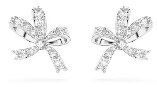 Swarovski  Volta Rhodium Plated Small Bow Detail Stud Earrings 