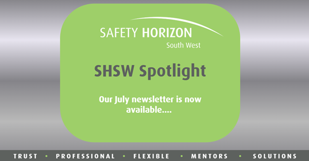 A large building with a green sign that says safety horizon