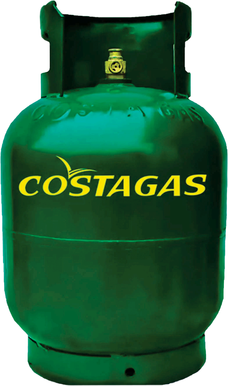 Un cilindro de gas verde que dice Costagas.