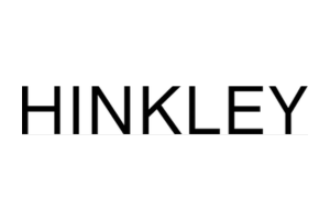 A black and white logo for hinkley on a white background