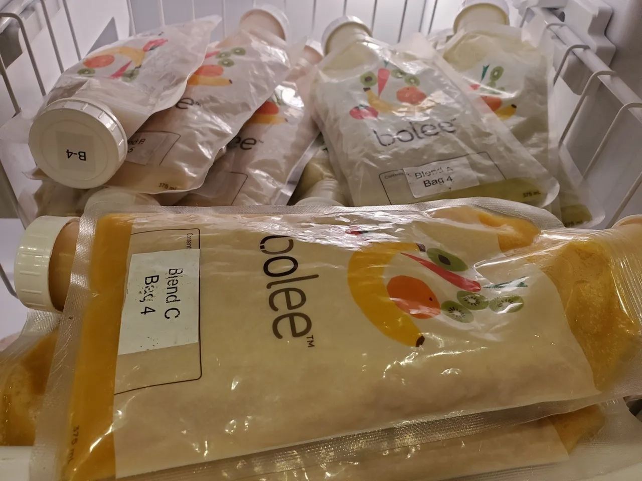A number of Bolee Bags in the freezer