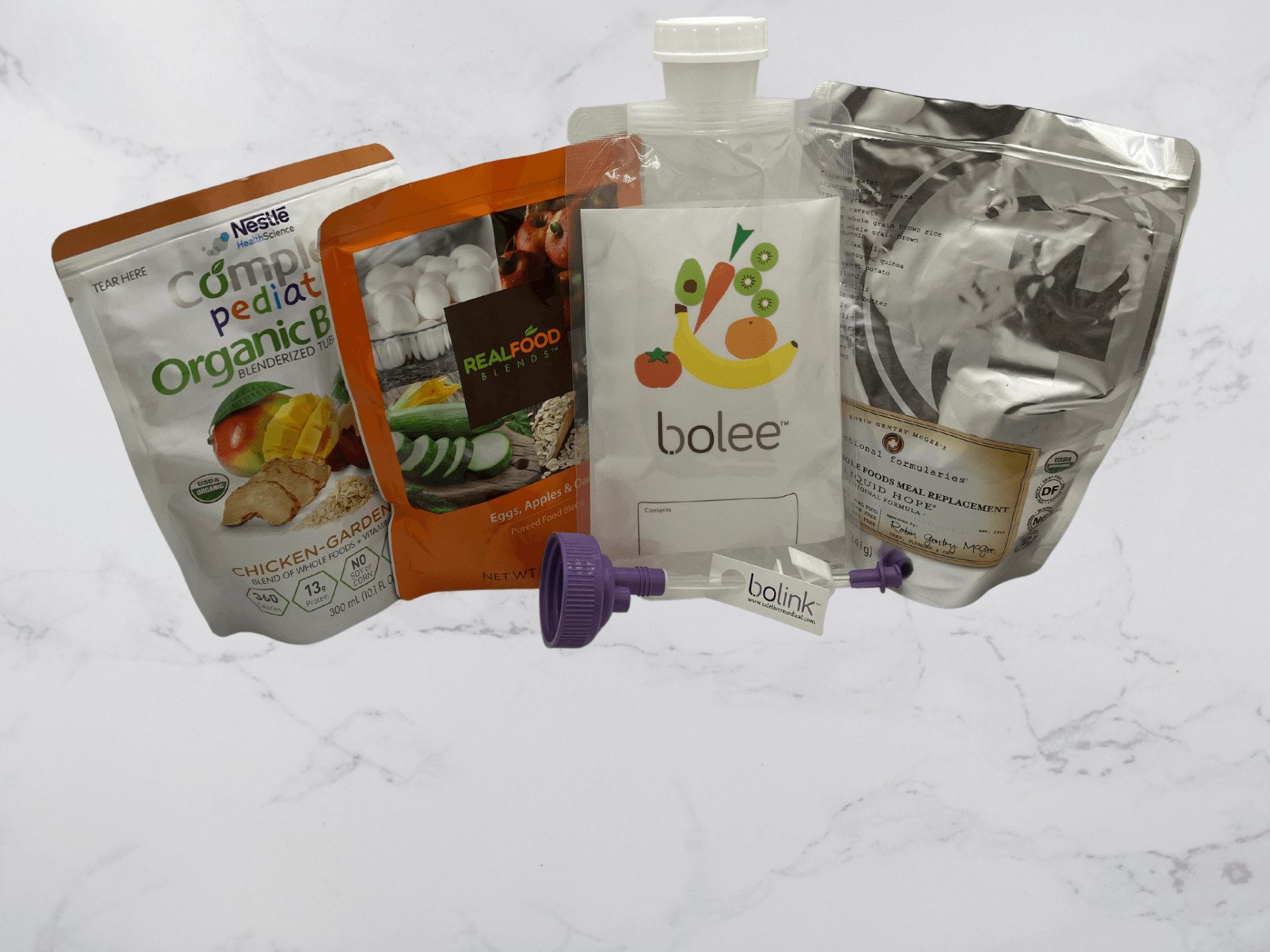 Bolee Bag with pouches from Functional Formularies, Compleat Organic Blends and Real Food Blends