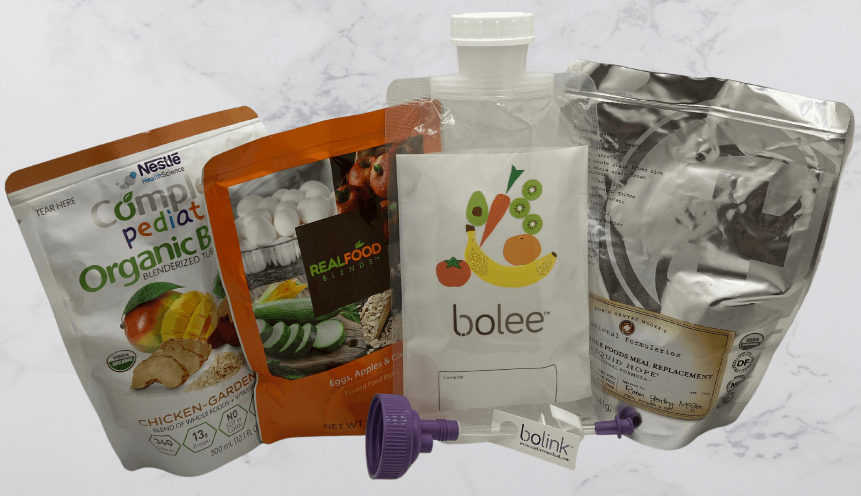 Bolee Bag with pouches from Functional Formularies, Compleat Organic Blends and Real Food Blends