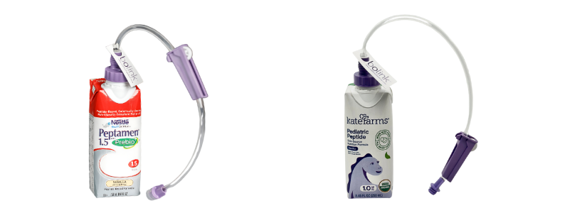 Bolink D Cap attached to a carton of Peptamen and Kate Farms pediatric peptide