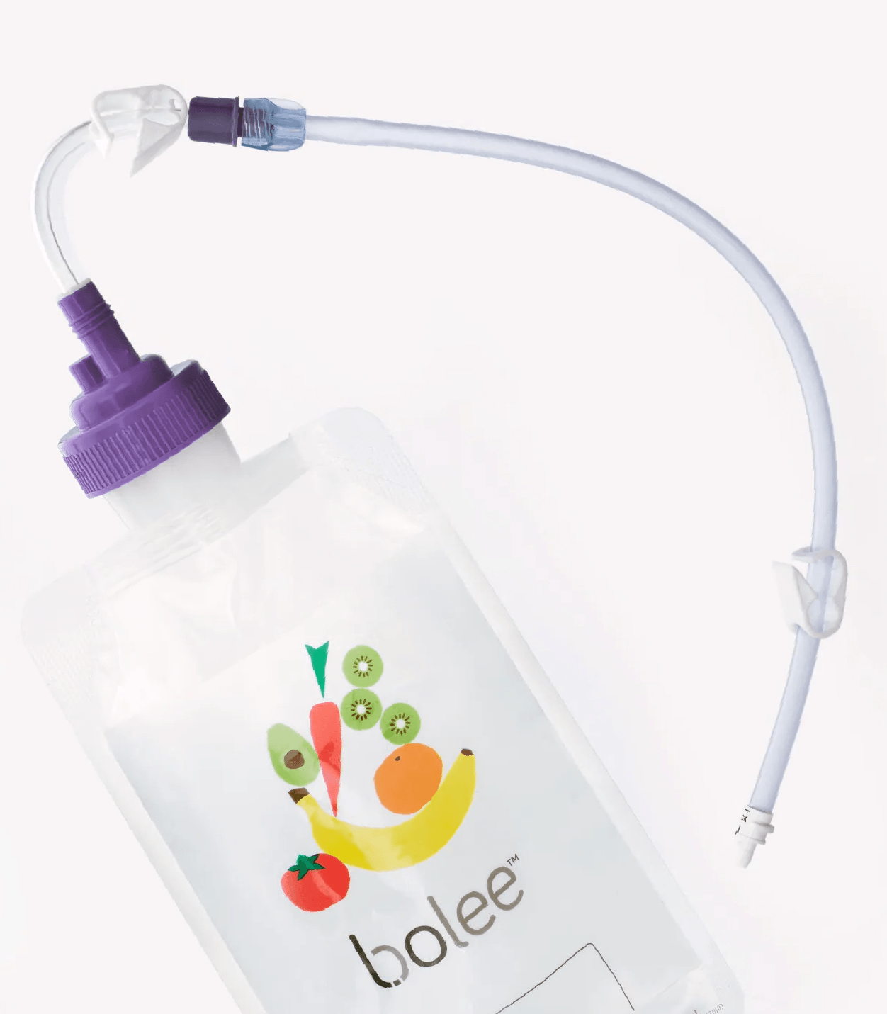Bolee Bag with bolus extension set connected to the Bolink Large Cap