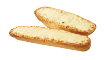 Two slices of garlic bread with cheese on a white background.