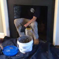 Man Cleaning Inside Chimney — Wayne, NJ — Chimney Pros