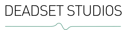 DEADSET STUDIOS logo with light blue wavy line beneath text.