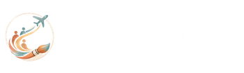 A logo featuring a paintbrush transforming into a swirling path leading to a soaring airplane above silhouetted figures.
