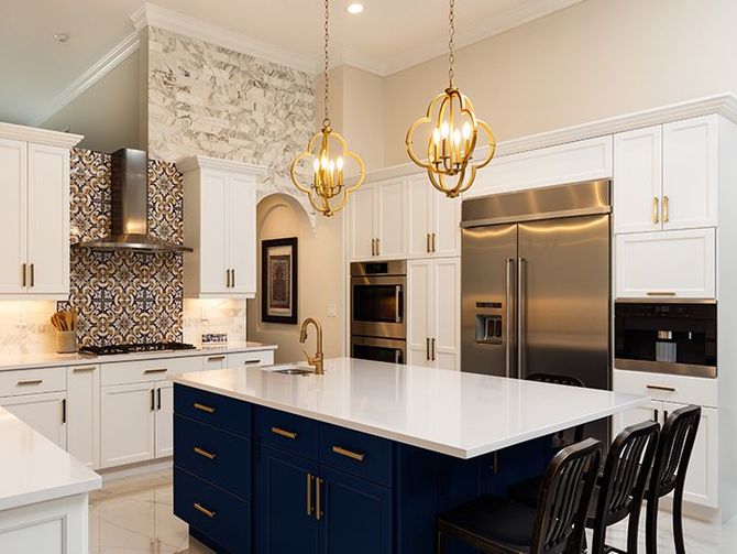 Modern White Kitchen in Estate Home 

