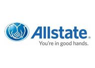 The Allstate logo featuring a blue oval with cupped hands and the slogan 