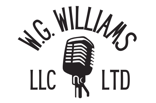 A black and white logo for w.g. williams llc ltd